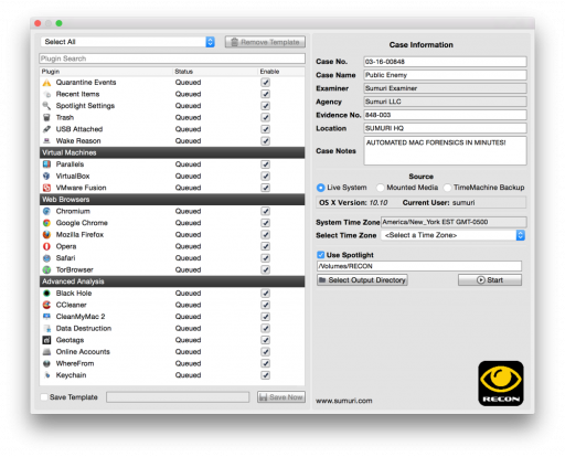 A screenshot displaying a list of issues detected by a forensic tool installed on a Mac device, with highlighted findings and a clean interface.