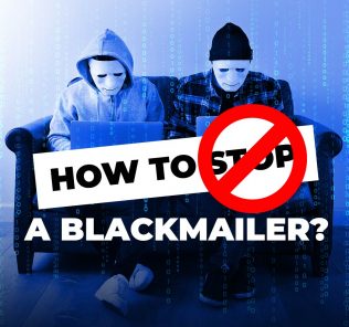 The image shows a blackmailer being stopped with the words how to across the image.