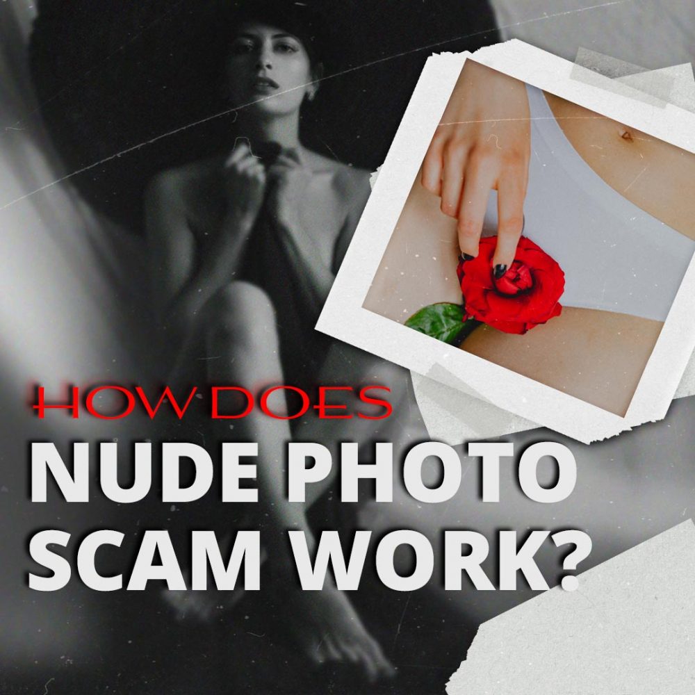 Collage of famous images misused in nude photo scams, illustrating tactics employed by sextortionists.