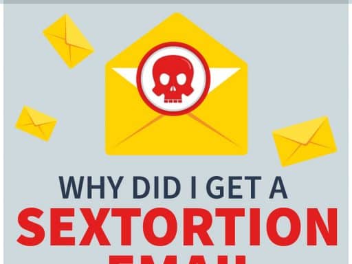 An illustration of a warning sign alongside an open email, symbolizing the risks of opening a sextortion email that could lead to further extortion tactics like ransomware.