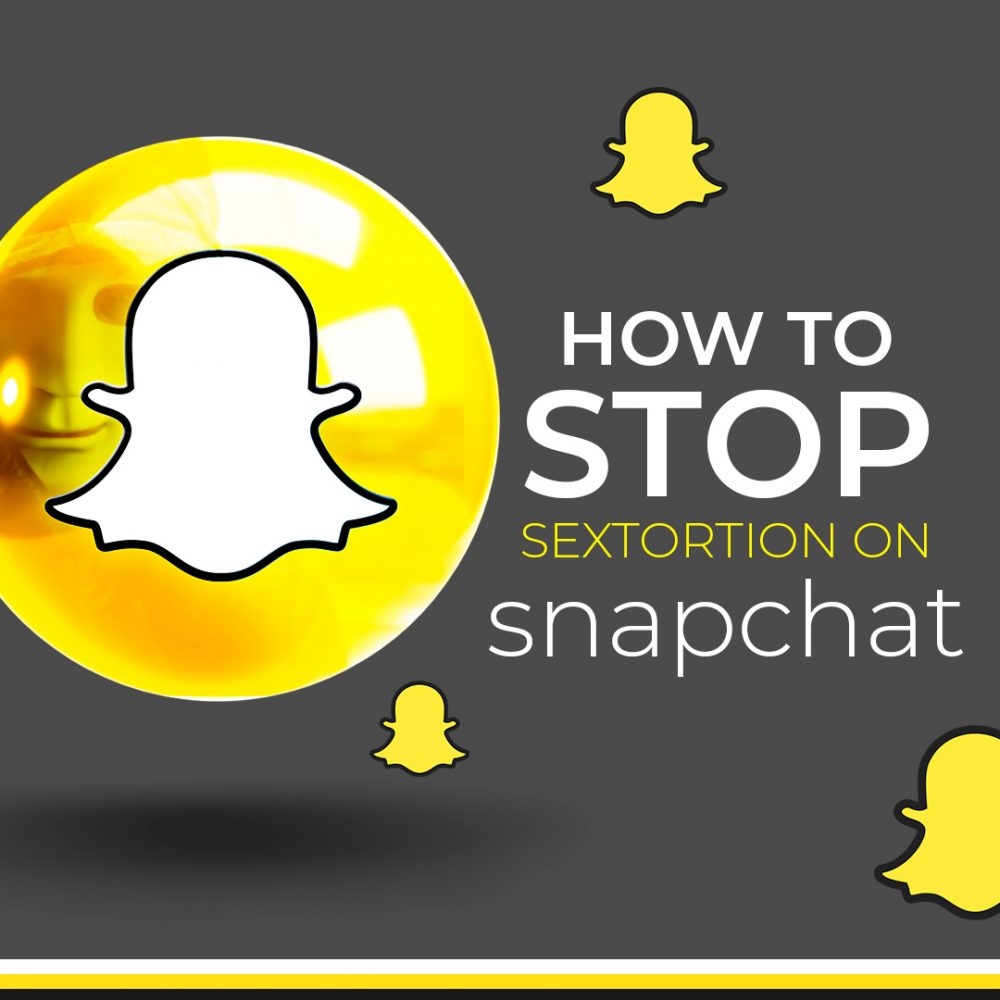 Graphic illustrating steps to prevent sextortion on Snapchat, featuring a smartphone, warning signs, and safety tips.