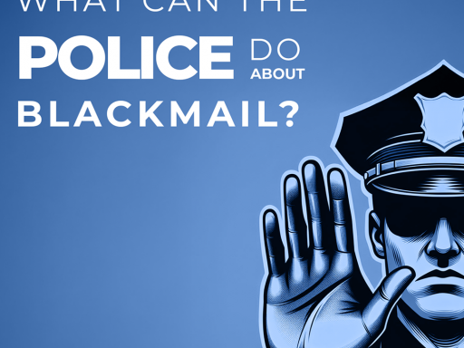 An illustration of a police officer in the U.S. asking the question of what they can do to stop blackmail.