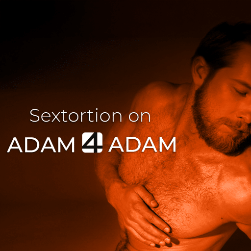 Illustration depicting online safety and sextortion prevention on dating apps like Adam4Adam."