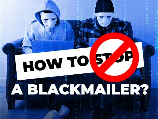 The image shows a blackmailer being stopped with the words how to across the image.