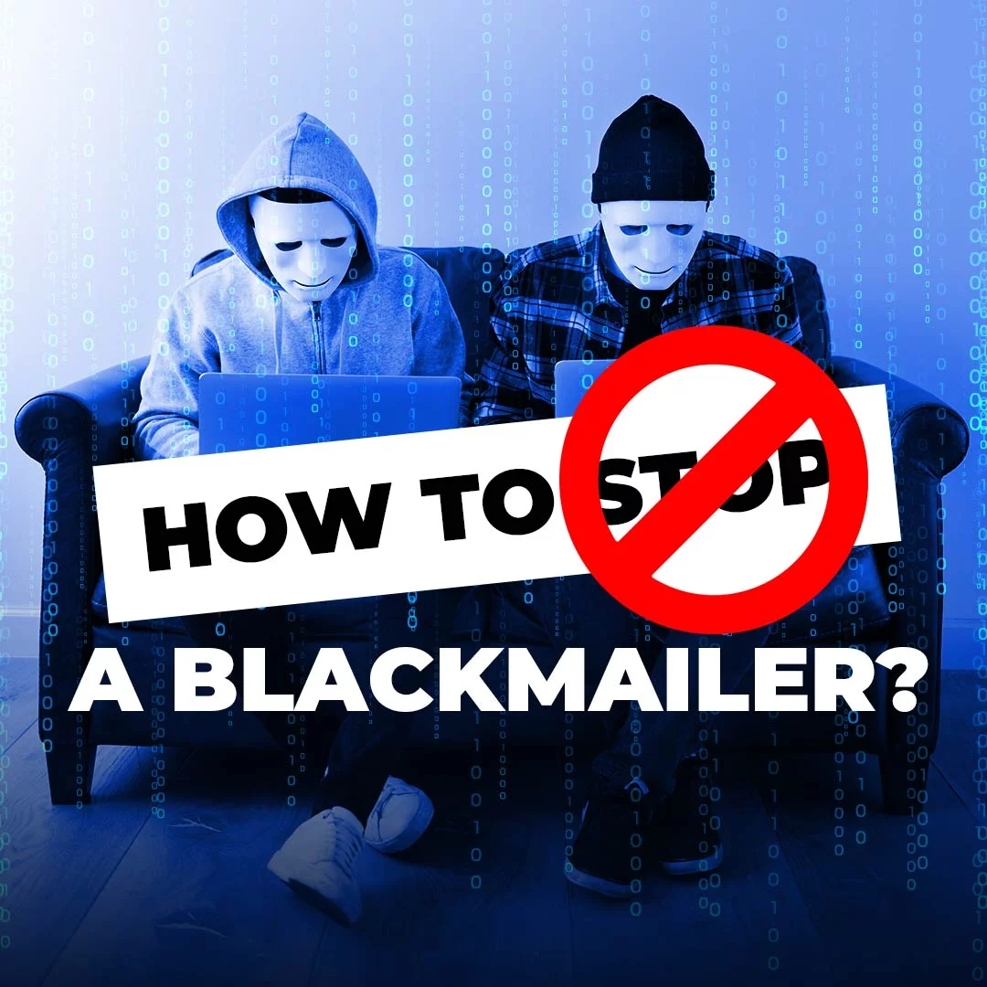 The image shows a blackmailer being stopped with the words how to across the image.