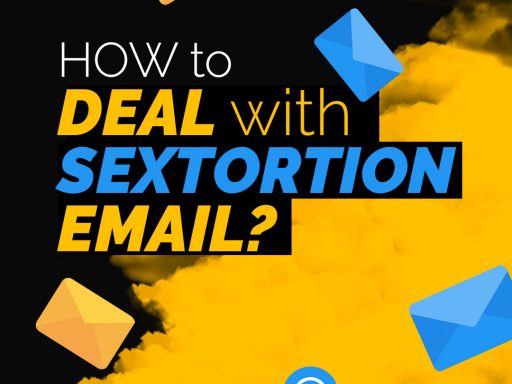 Illustration showing a computer screen with sextortion emails, highlighting steps to take when received.