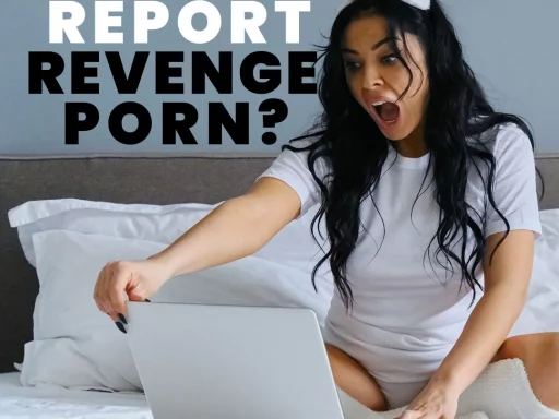 A shocked and furious woman waking up to a revenge porn of her leaked online.