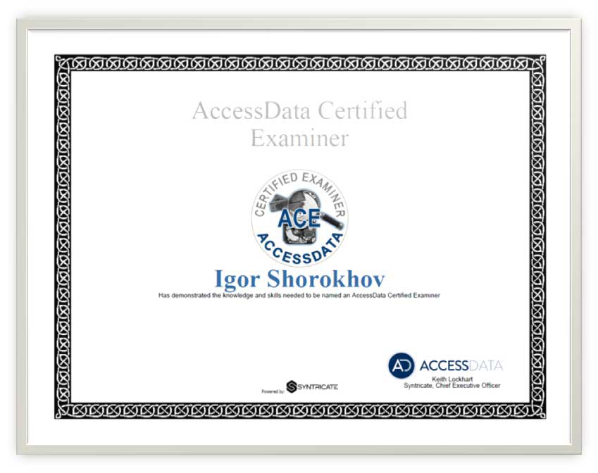 AccessData Certified Examiner Cert