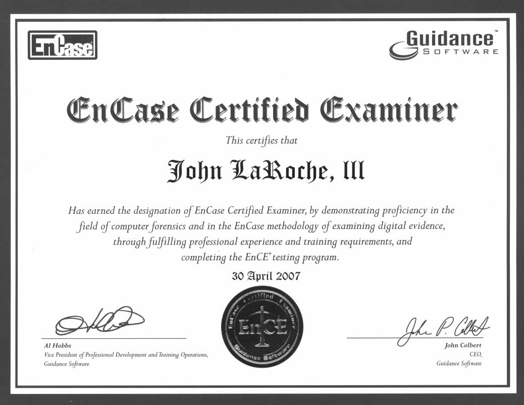 EnCase Certified Examiner Certified Experts. - Digital Forensics 